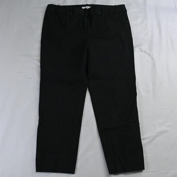 LOFT 12‎ Black Pin Dot Marisa Riviera Slim Ankle Stretch Womens Dress Pants - Picture 1 of 7